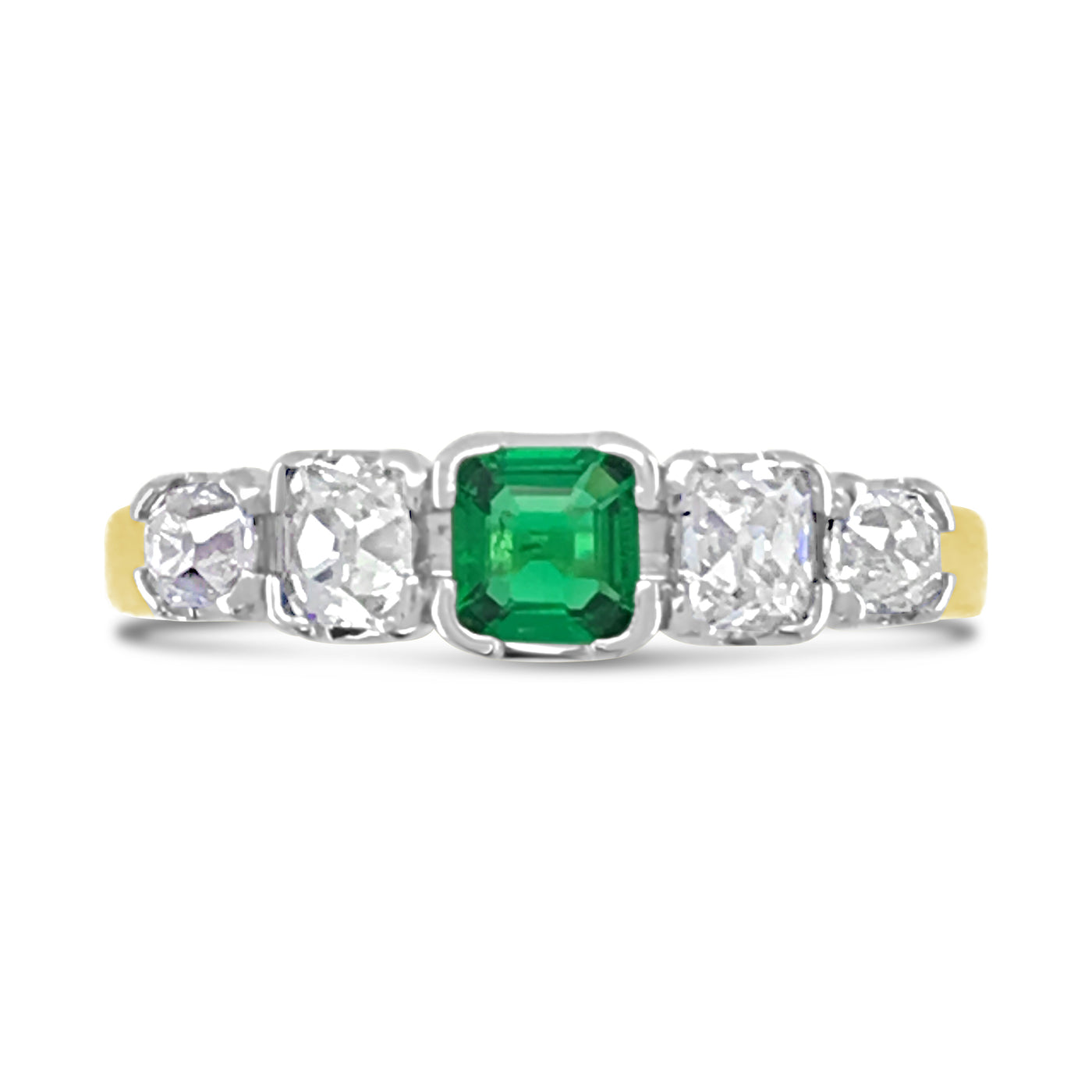 Emerald & Diamond 5 Stone Ring