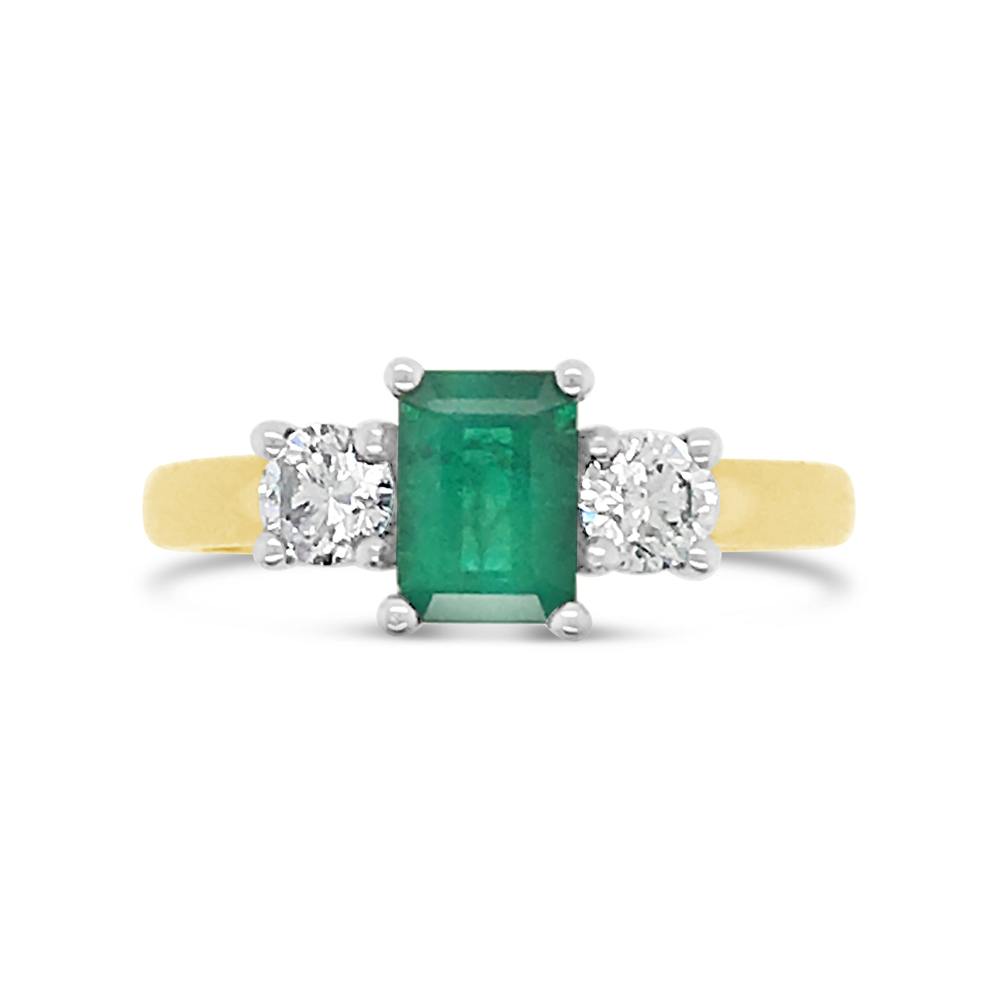 Emerald & Diamond 3 Stone Ring