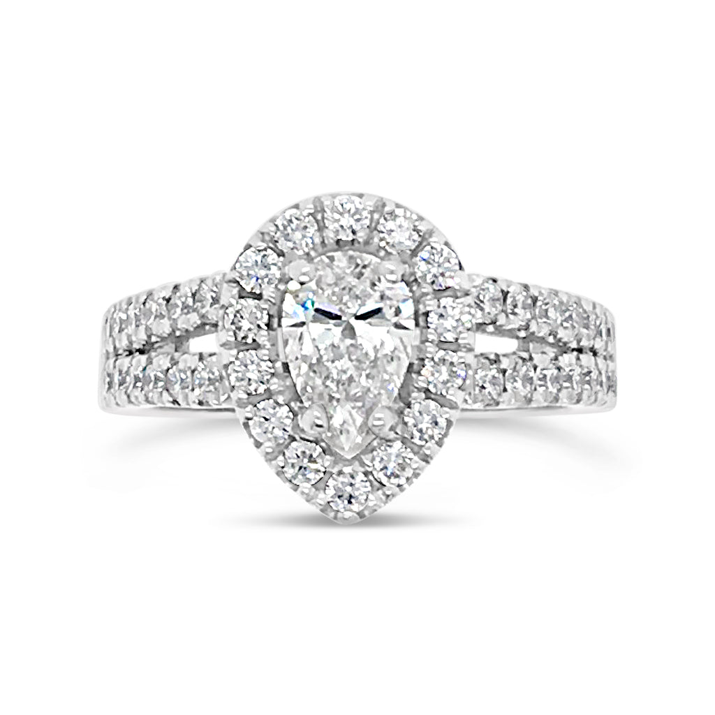 Pear Shape Diamond Cluster Ring with Double Band
