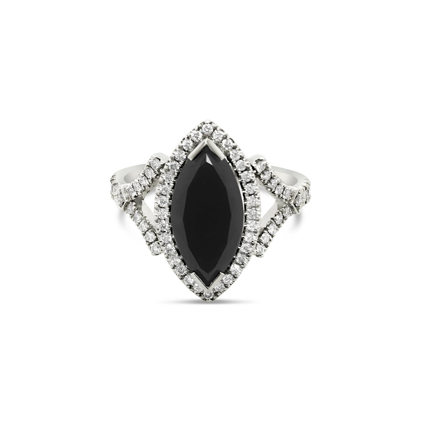 Black & White Diamond Cluster in Platinum