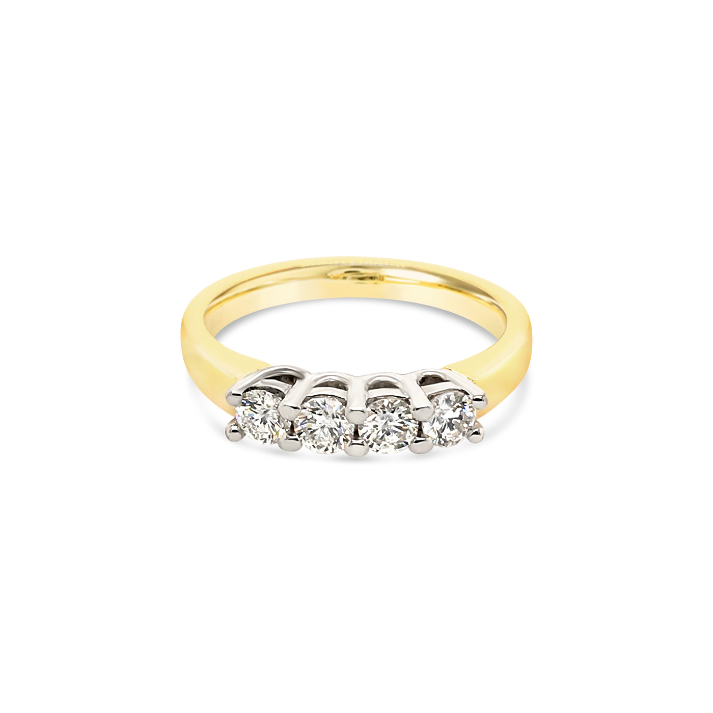 4 Stone Diamond Ring in Yellow & White Gold
